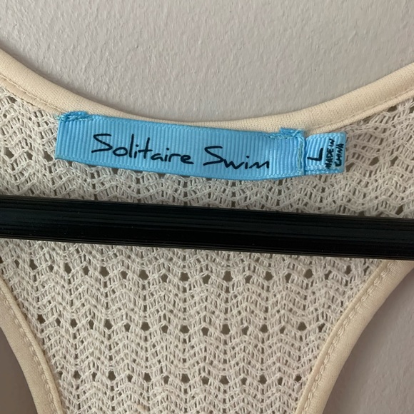 Solitaire Swim Crochet Fringed Cream Cotton Swim Coverup - Picture 9 of 14